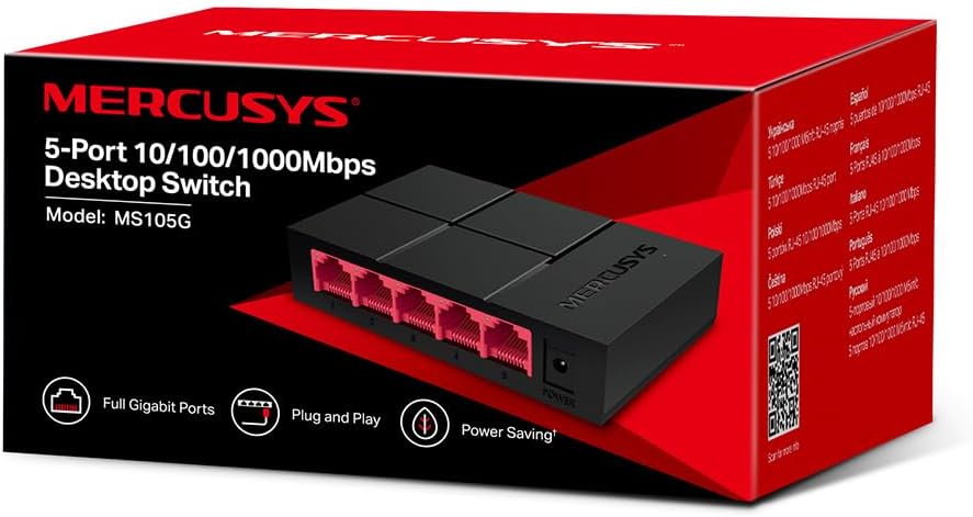 Mercusys MS105G switch Gigabit nero e rosso - Confezione MS105G