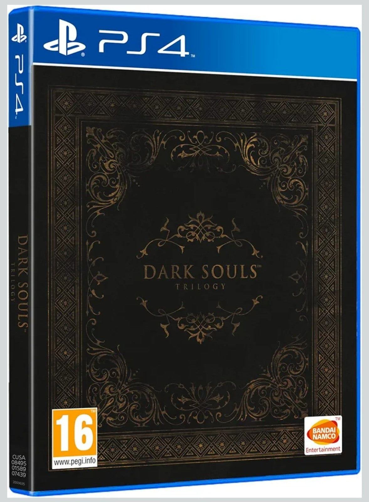 Dark Souls Trilogy Standard per PlayStation 4, confezione europea PEGI16 in prospettiva