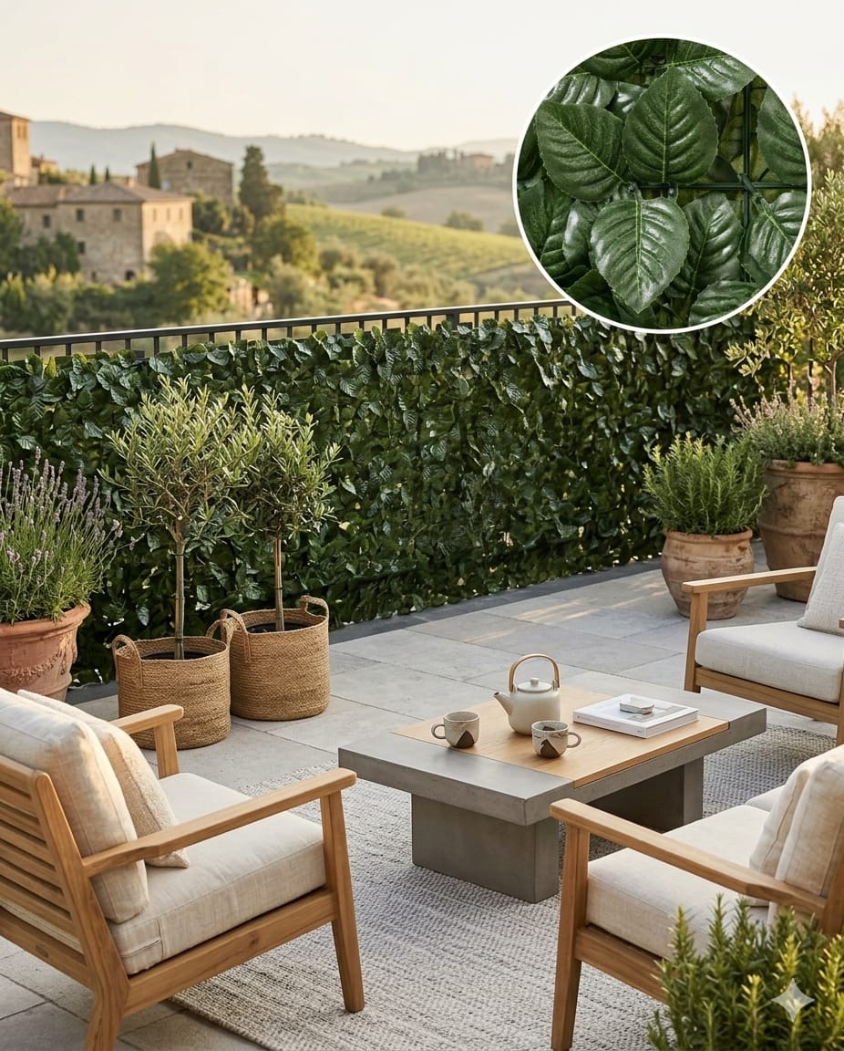 Giardino - Elegante terrazza con sedie, tavolo e piante verdi, ideale per convivialità all'aperto.