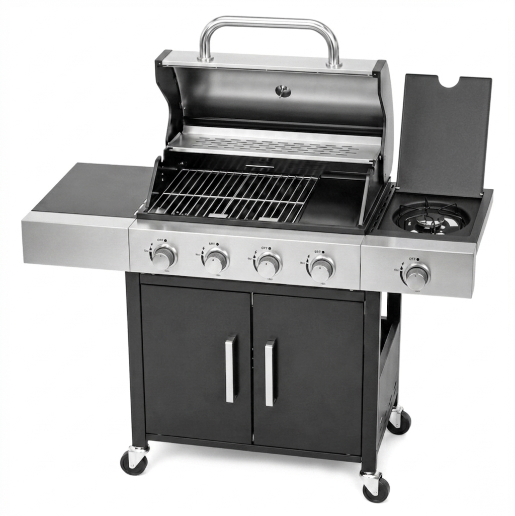 Meridiana Barbecue a Gas Professionale XXL | 5 Fuochi e Piastra in Ghisa - Meridiana