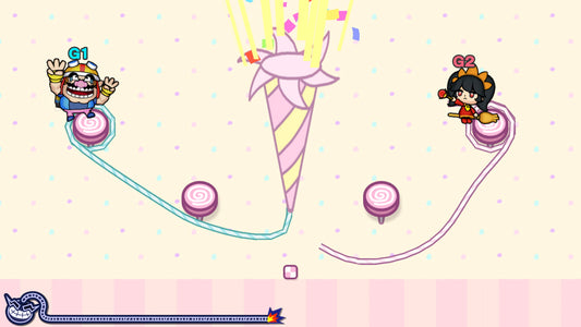 WarioWare Get It Together – schermata ufficiale Nintendo PopGoesTheParty_Wario_Ashley_itIT