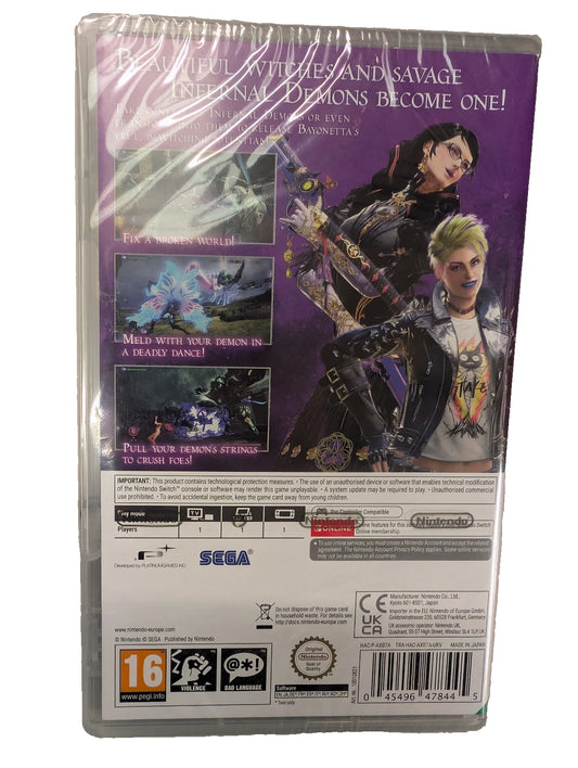 Bayonetta 3 per Nintendo Switch – retro della confezione inglese UK