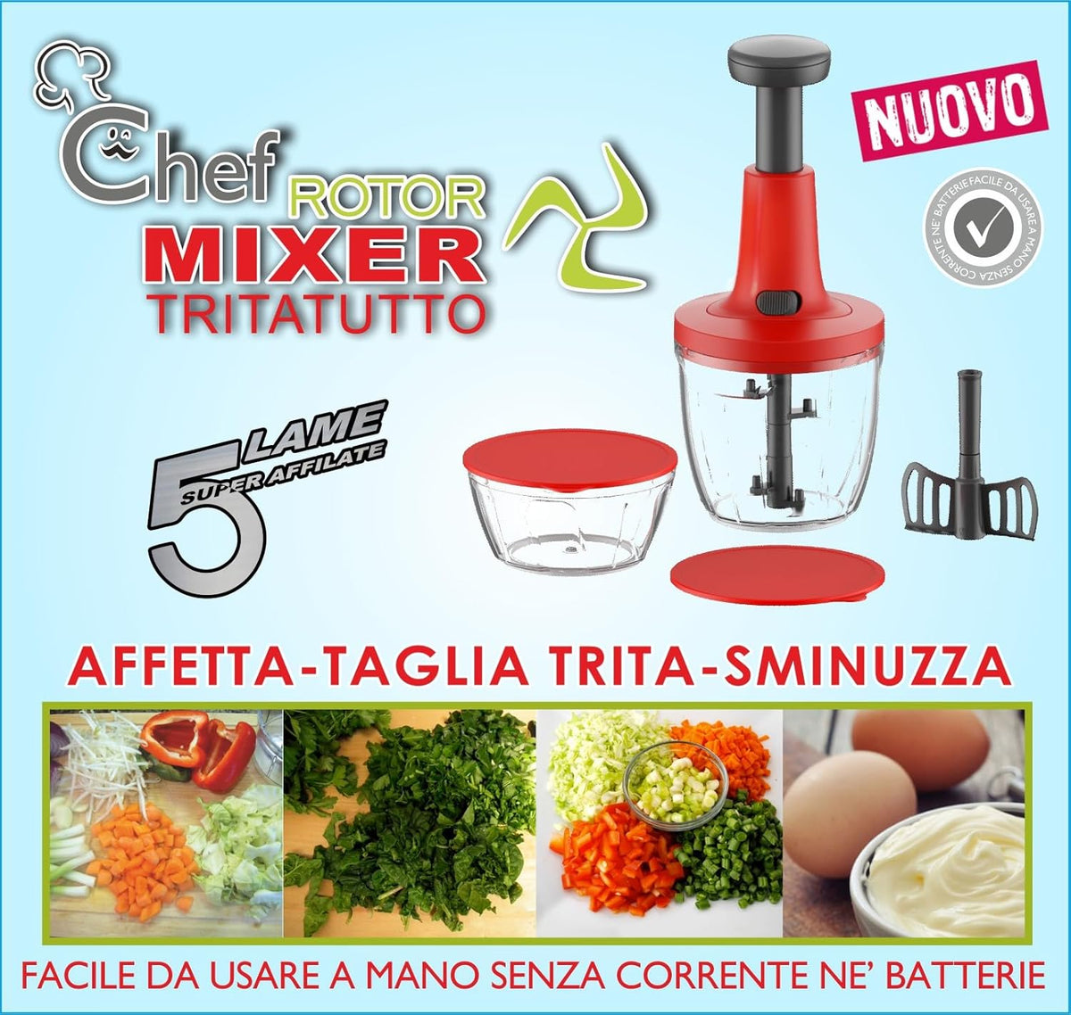 CHEF ROTOR Mixer Tritatutto Manuale - Meridiana