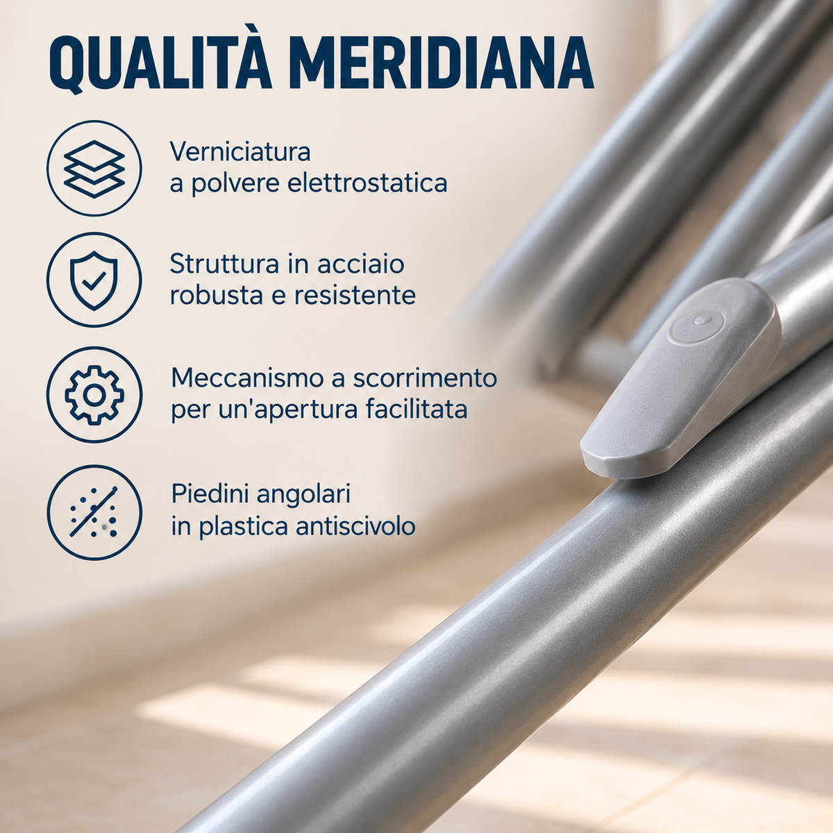 Stendibiancheria Pieghevole in Acciaio 18 m COMODO – Meridiana