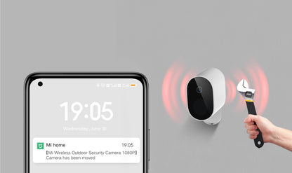 Xiaomi Mi Wireless Outdoor Security Camera 1080p Set con ricevitore – dettaglio del fissaggio e avviso di rimozione
