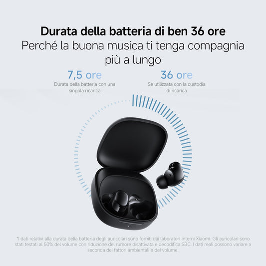 Xiaomi Redmi Buds 6 Play nero – autonomia con custodia nera