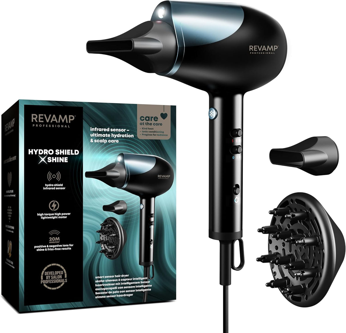 Revamp DR-6000-EU Progloss Hydro Shield X Shine asciugacapelli Nero
