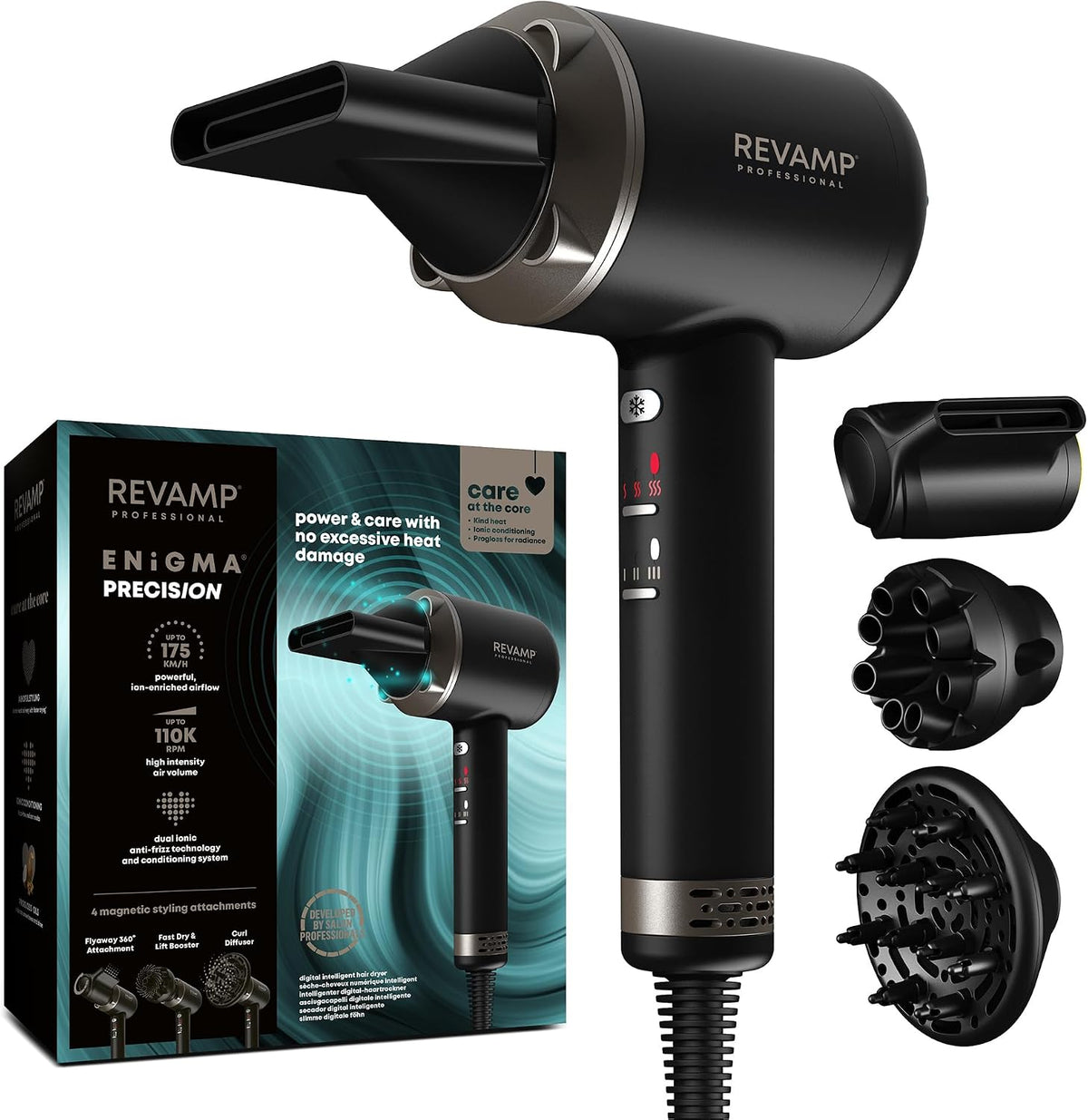 Revamp DR-7000-EU Enigma Precision asciugacapelli 1600 W Nero