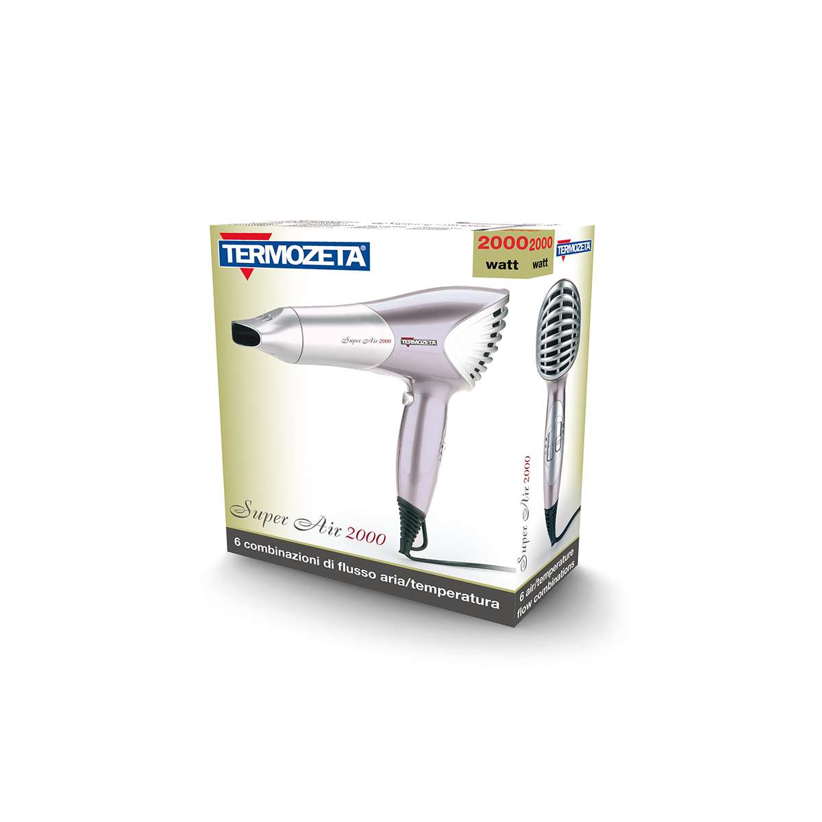 Termozeta Super Air 2000 73030 asciugacapelli 2000 W Viola e argento