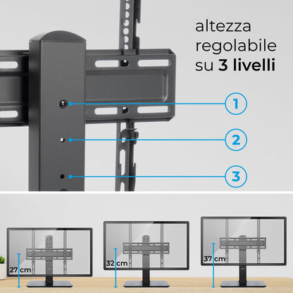 VulTech BTV-TB3255LITE supporto TV da tavolo 32–55 pollici, nero – tre livelli di altezza