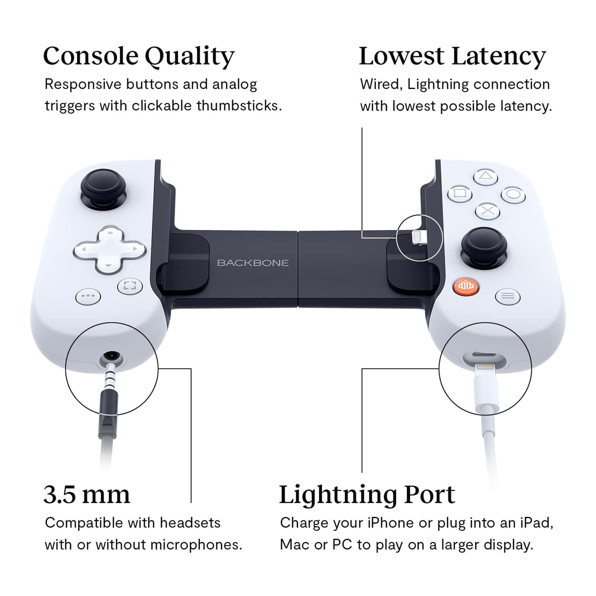 Backbone One PlayStation Edition Gen1 Lightning bianco – porte Lightning e jack3,5mm