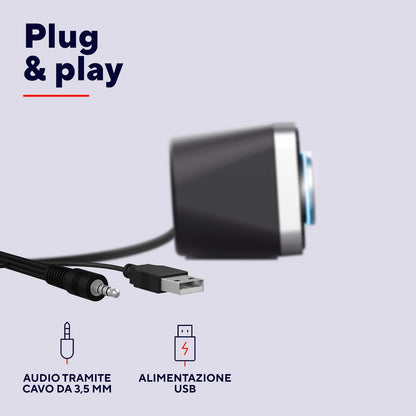 Trust Arys 22946 soundbar per PC 6 W RMS, nera – audio e alimentazione separati
