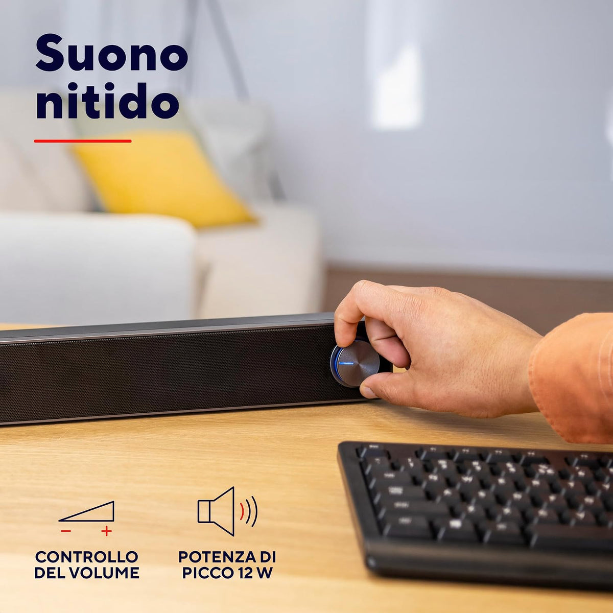 Trust Arys 22946 soundbar per PC 6 W RMS, nera – controllo del volume