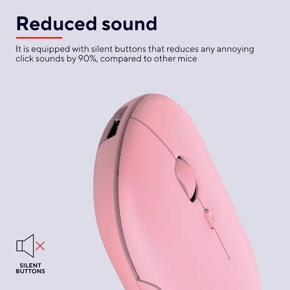 Trust Puck 24125 mouse wireless Bluetooth ricaricabile, rosa – pulsanti silenziosi