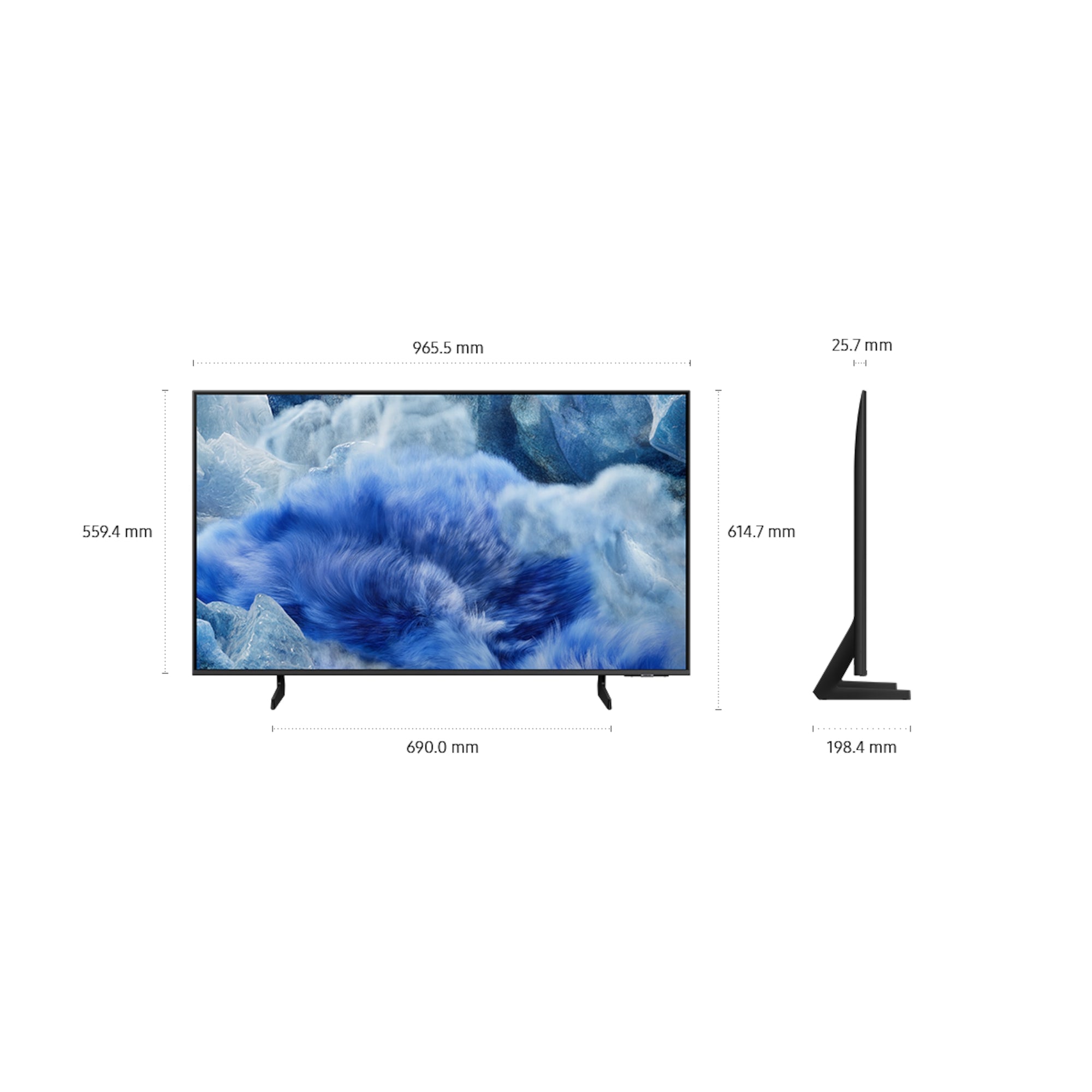 Samsung QE43Q8FAAUXXH Q8F Smart TV QLED 43 pollici 4K, grigio titanio EU – misure esatte del modello43pollici