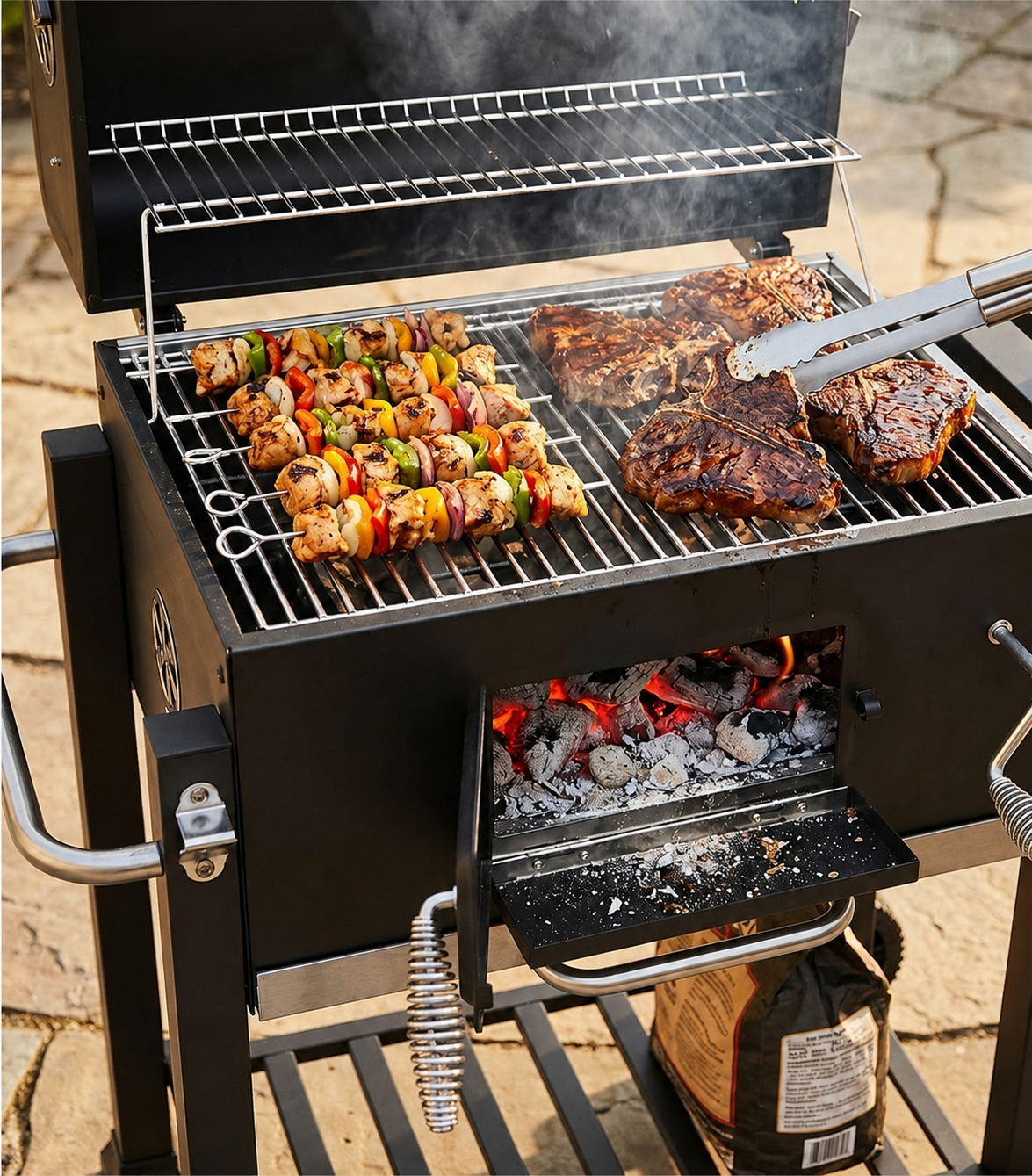Meridiana Barbecue a Carbonella XXL con Coperchio | Grill da Giardino - Meridiana