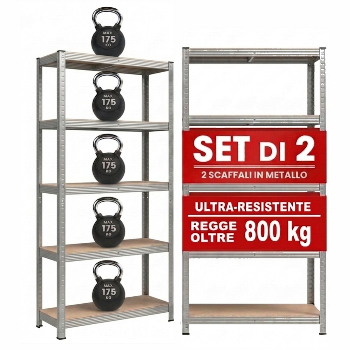 Meridiana Scaffale in Metallo Salvaspazio | Scaffalature per Garage e Ripostiglio - Meridiana