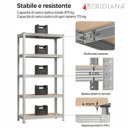 Meridiana Scaffale in Metallo Salvaspazio | Scaffalature per Garage e Ripostiglio - Meridiana