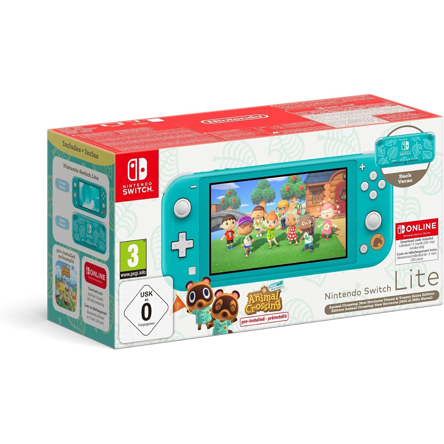 Nintendo Switch Lite console portatile Timmy & Tommy Aloha Edition turchese + Animal Crossing + 12 mesi Nintendo Switch Online — vista 4