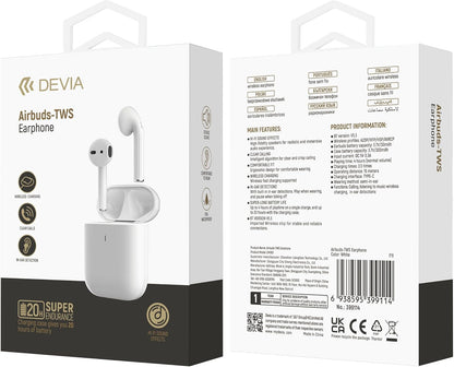 Devia Airbuds-TWS EM053 auricolari bianchi, vista principale