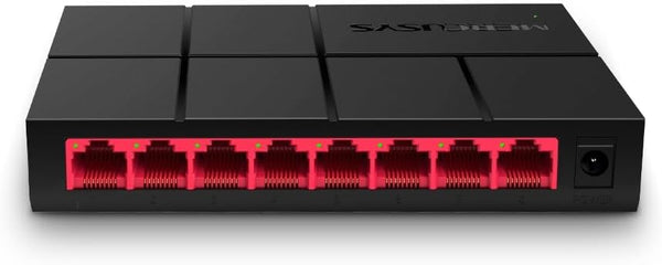 Mercusys MS108G switch Ethernet Gigabit 8 porte, nero e rosso