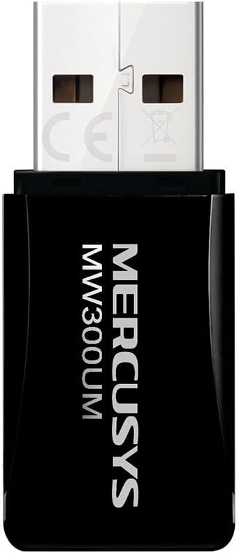 Mercusys MW300UM adattatore Wi-Fi USB nero, vista con connettore USB scoperto