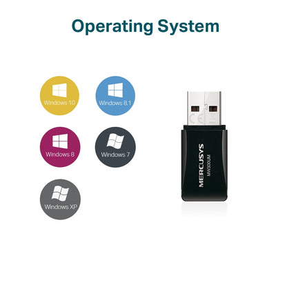 Mercusys MW300UM adattatore Wi-Fi USB nero, sistemi operativi supportati