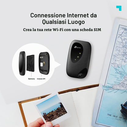 TP-Link M7010 router mobile 4G LTE nero - Batteria e vano SIM