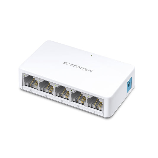 Mercusys MS105 switch Fast Ethernet bianco - Vista principale delle cinque porte