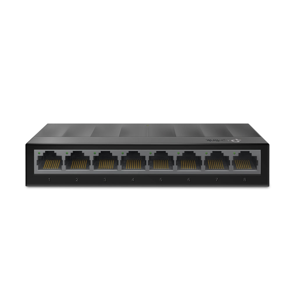 TP-Link LS1008G switch Gigabit nero - Vista principale delle otto porte