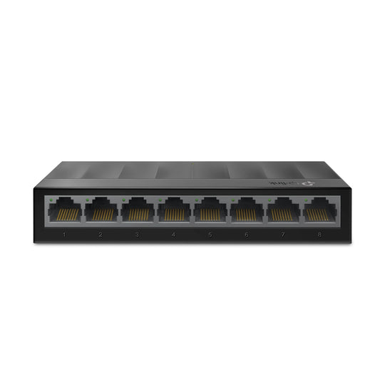 TP-Link LS1008G switch Gigabit nero - Vista principale delle otto porte