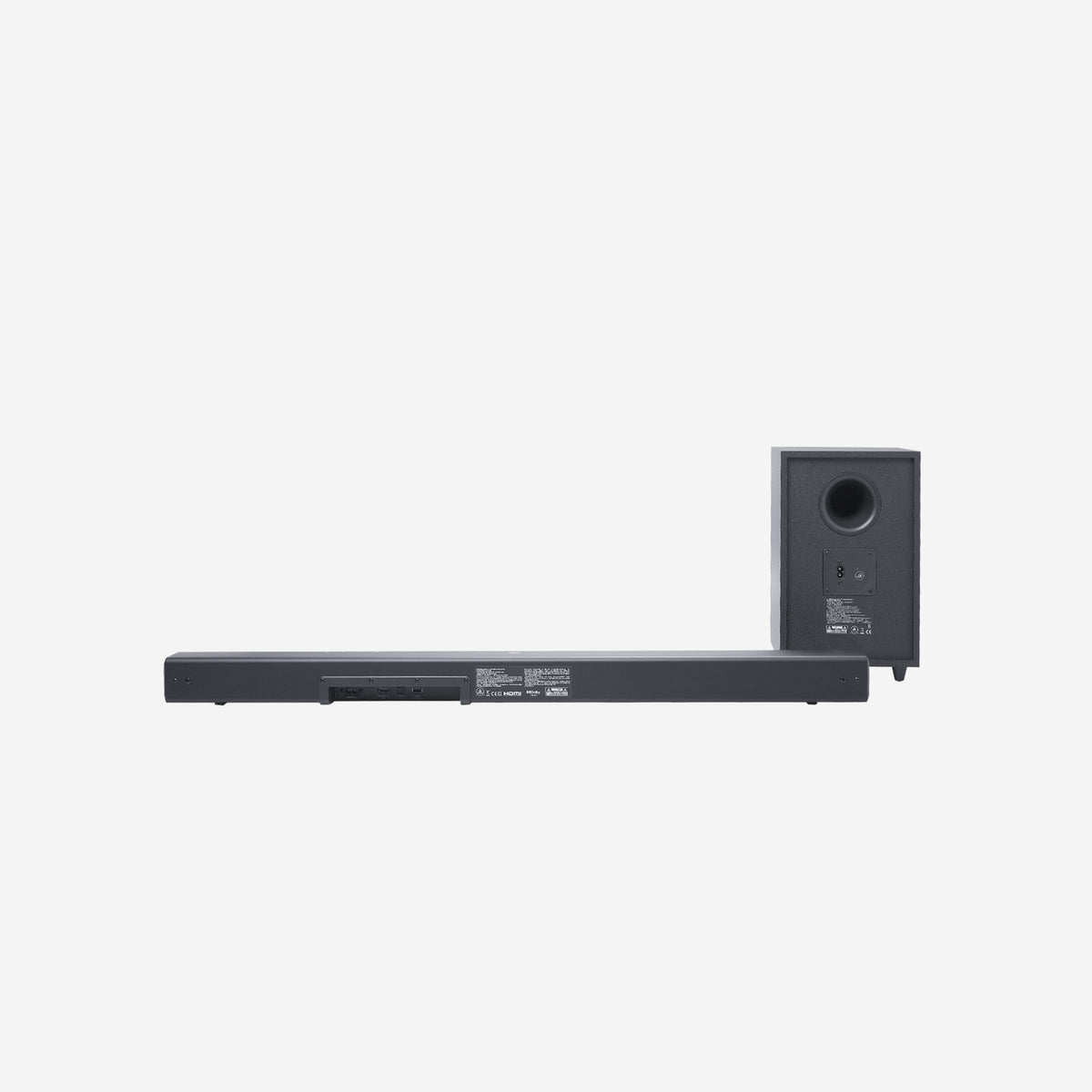 JBL Cinema SB550 — vista posteriore di soundbar e subwoofer