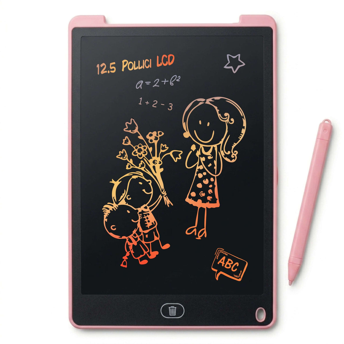 Tavoletta Grafica LCD 12,5 pollici con disegni colorati per bambini, lavagna magnetica educativa per imparare e creare.