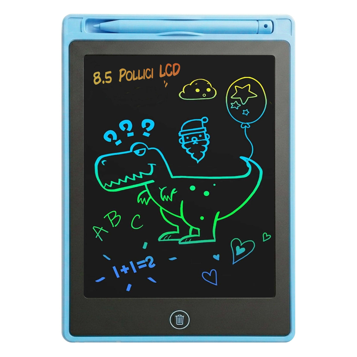 Tavoletta grafica LCD 8 pollici con disegni colorati e scritte per imparare e divertirsi senza carta.