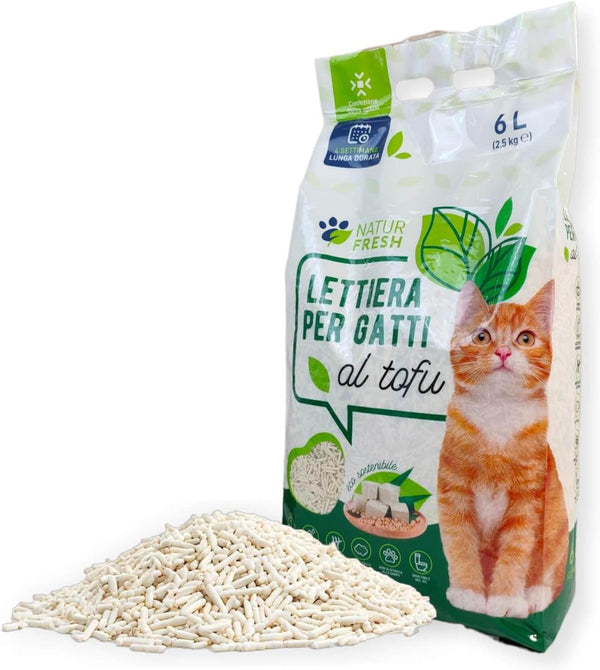 Lettiera Gatti Tofu, Agglomerazione Rapida | 100% Naturale 2.5kg/6L