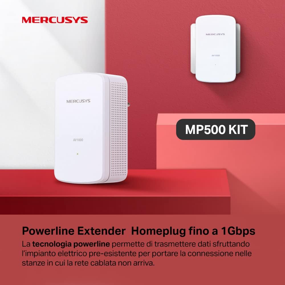 Mercusys MP500 KIT, kit di due adattatori powerline bianchi - immagine 2