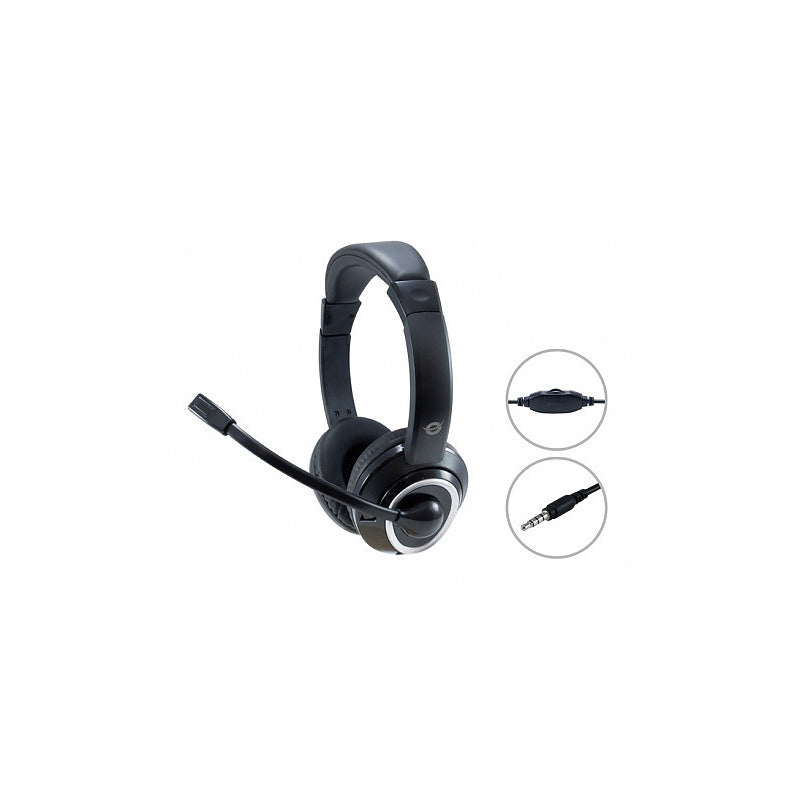 Conceptronic POLONA02B nera — dettagli jackTRRS e comando volume