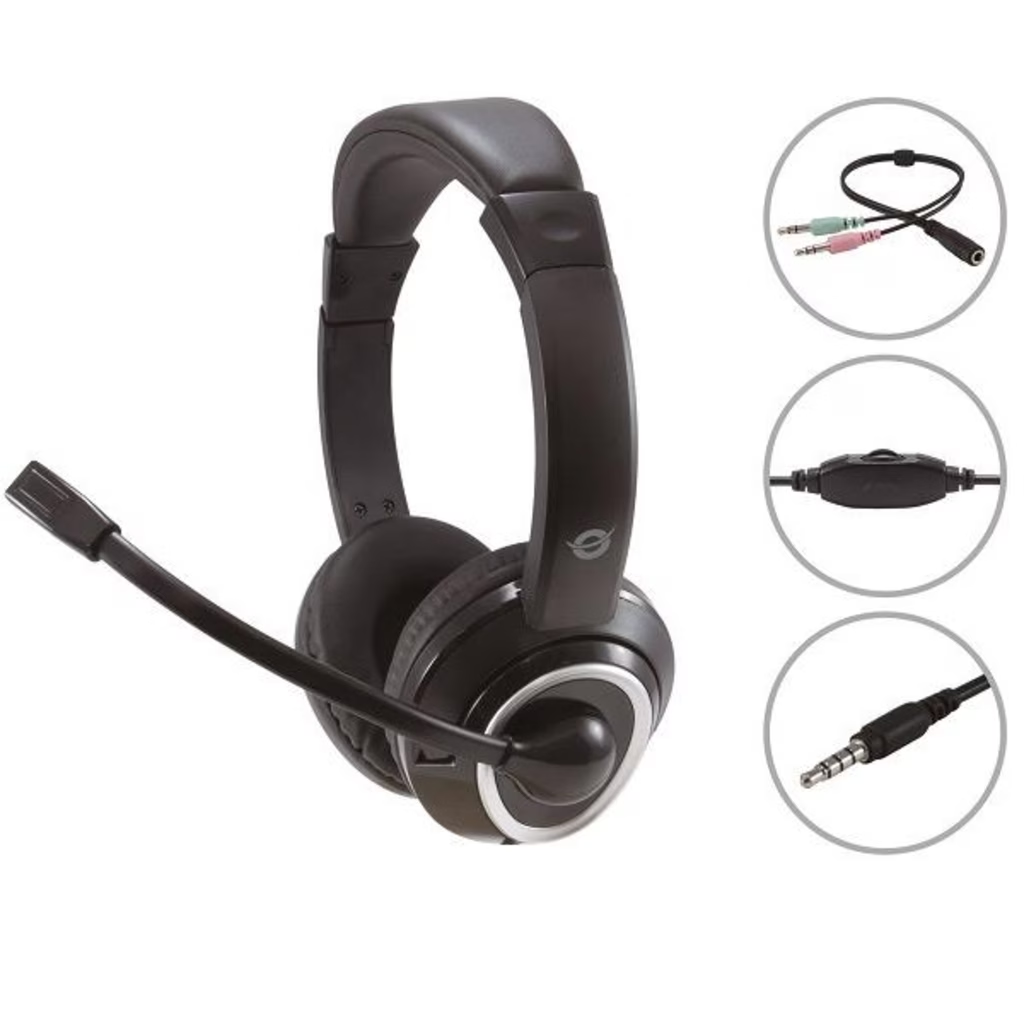 Conceptronic POLONA02BA nere — dettagli di sdoppiatore e collegamento jack