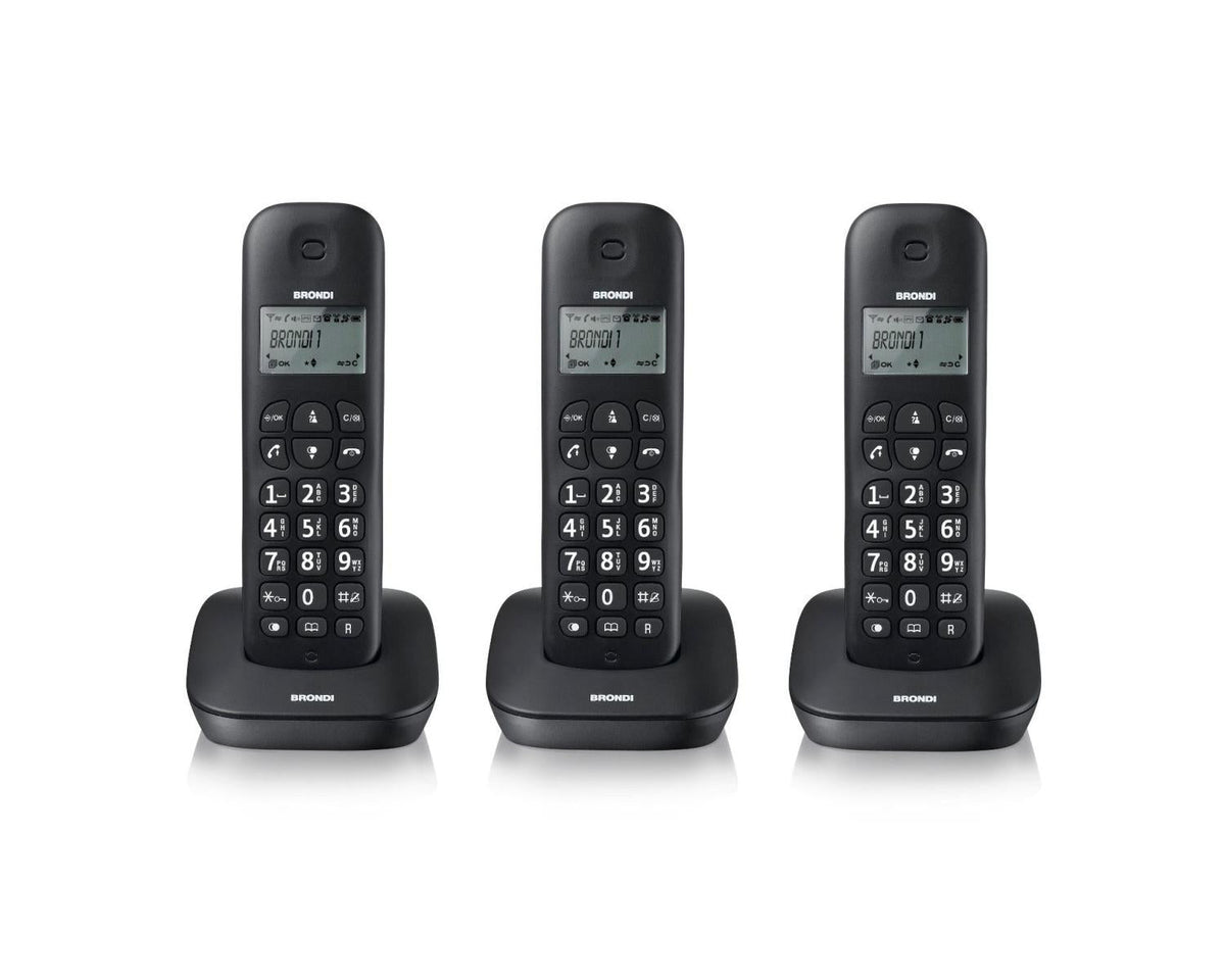 Brondi Gala Trio telefono cordless DECT con 3 portatili Nero – vista 1
