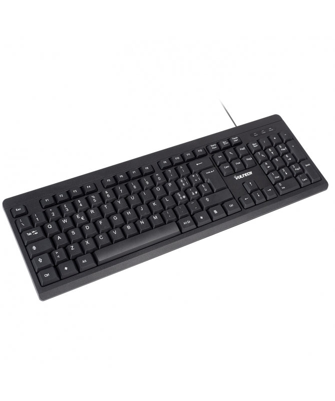 VulTech KEY-609 tastiera USB italiana 105 tasti, nera – altra angolazione della tastiera italiana