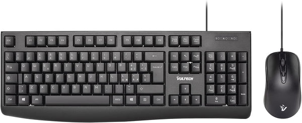 VulTech KM-821 kit tastiera e mouse USB con filo, italiano, nero