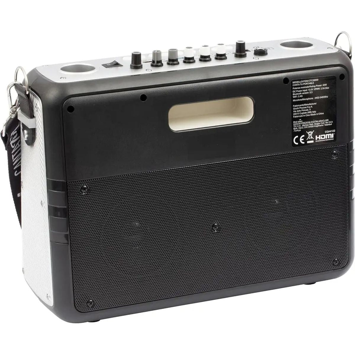 Canta Tu Portable CTC26000 argento — vista posteriore con etichetta CTC26000