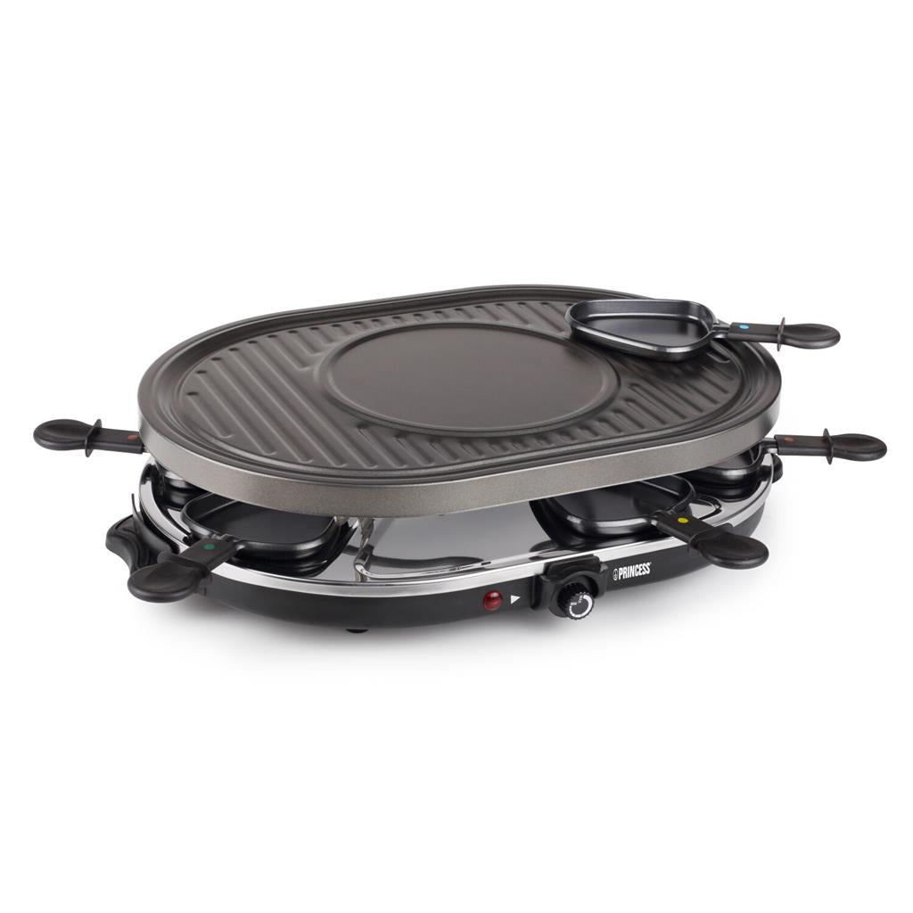 Princess 162700 Raclette 8 Oval Grill Party 1200 W, nera