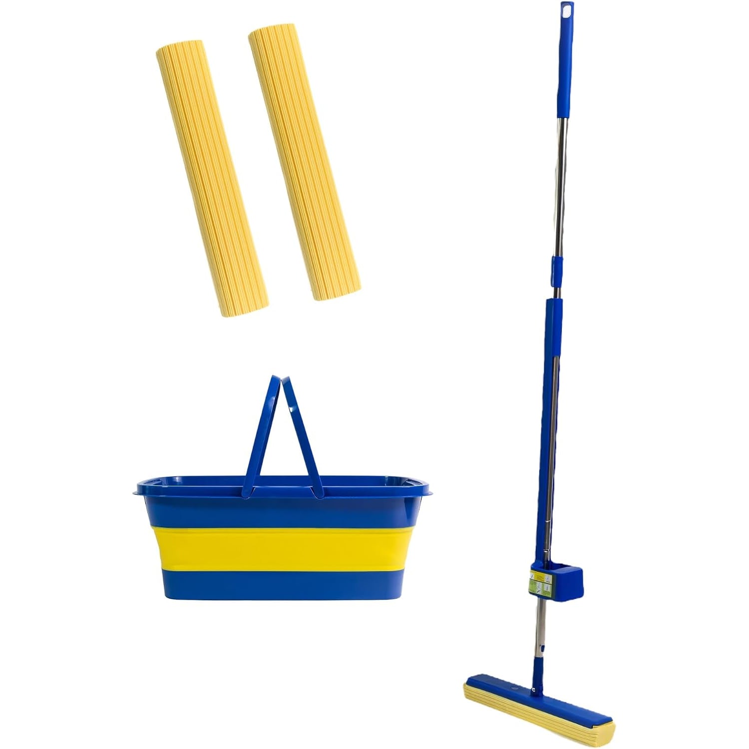 Meridiana Space Mop 4 in 1 con 2 ricambi e secchio pieghevole — Blu