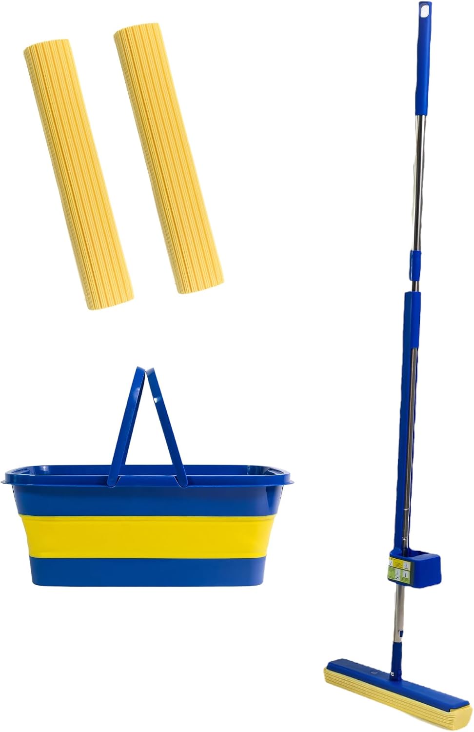 Meridiana Space Mop 4 in 1 con 2 ricambi e secchio pieghevole — Blu