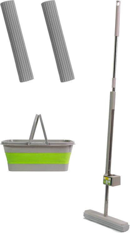 Meridiana Space Mop 4 in 1 con 2 ricambi e secchio pieghevole — Grigio
