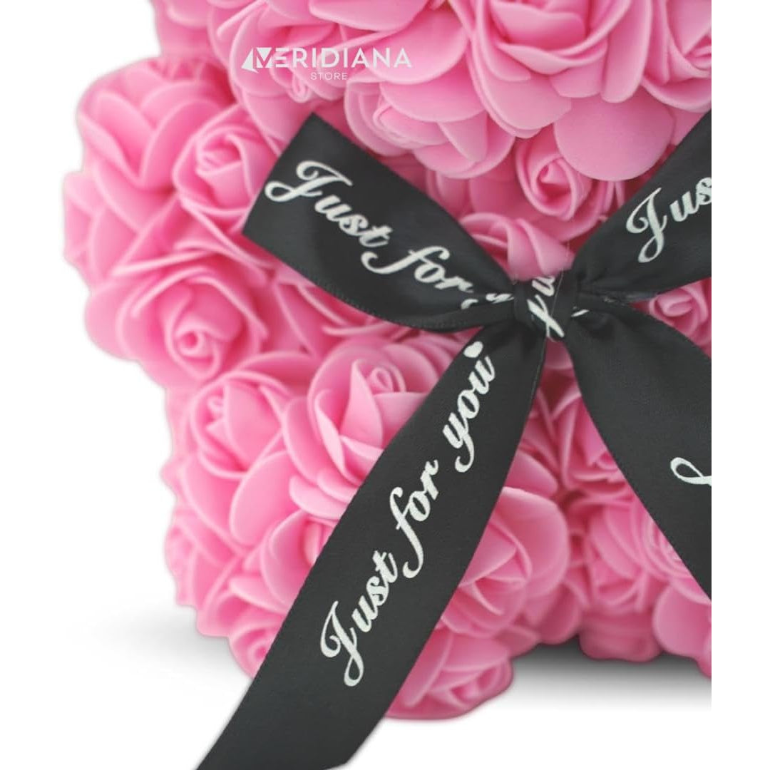 Meridiana Orsetto di rose 25 cm con luci LED e scatola regalo — dettaglio del prodotto