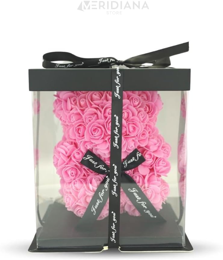 Meridiana Orsetto di rose 25 cm con luci LED e scatola regalo — dettaglio del prodotto