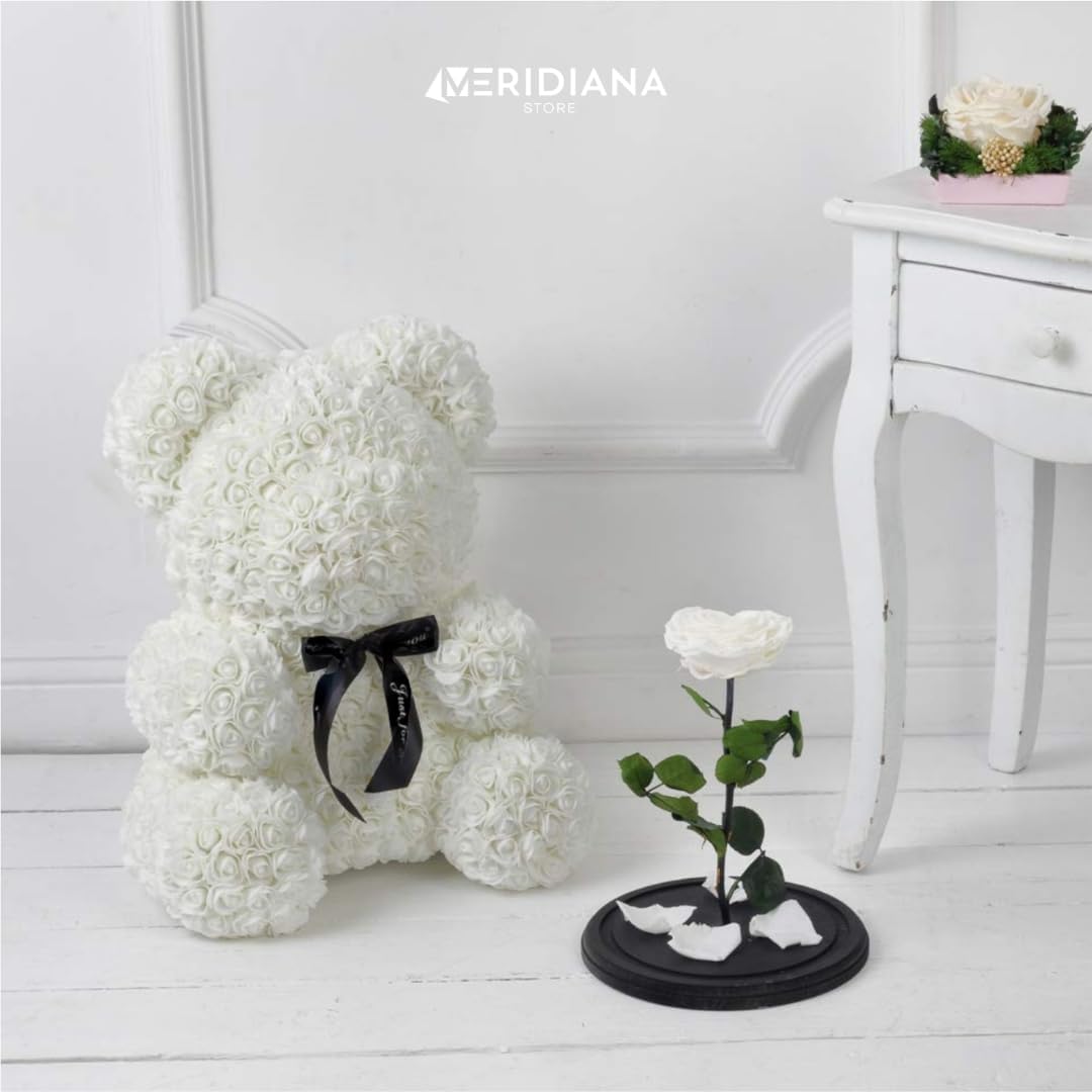 Meridiana Orsetto di rose 25 cm con luci LED e scatola regalo — dettaglio del prodotto