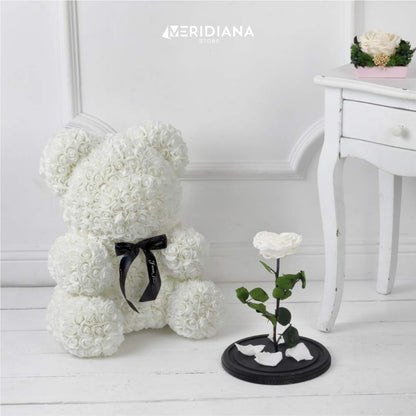 Meridiana Orsetto di rose 25 cm con luci LED e scatola regalo — dettaglio del prodotto